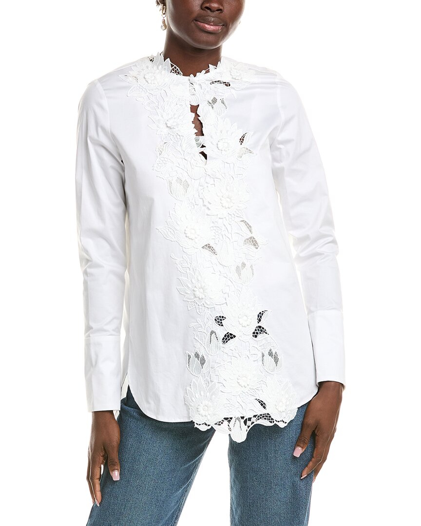 Oscar De La Renta Silk-lined Blouse In White