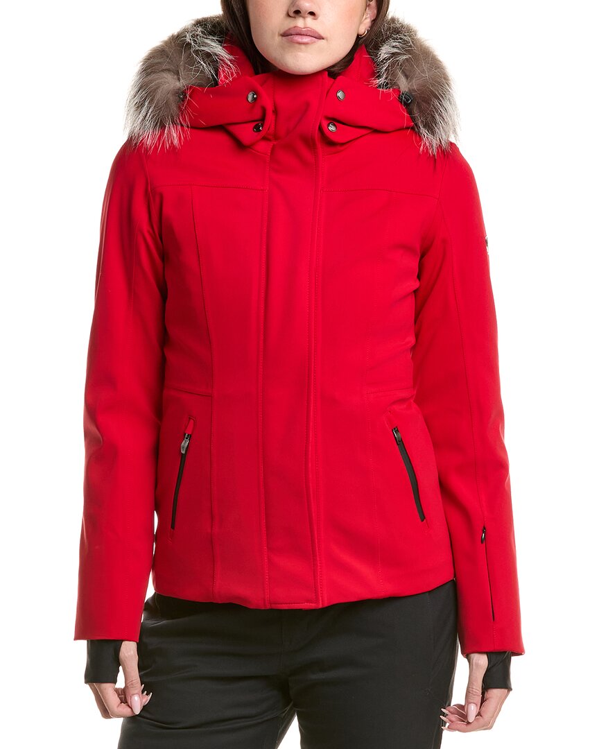 Post Card Fur-trim Down Ski Jacket In Red