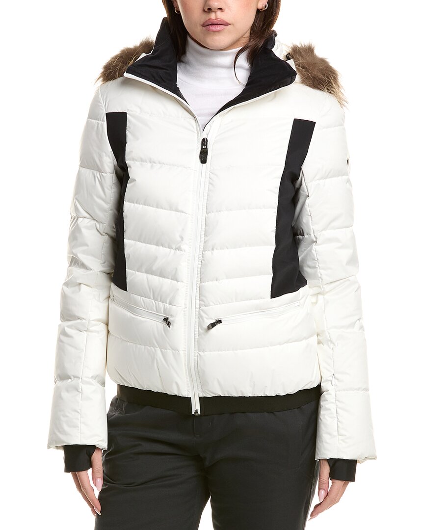 Post Card Fox Fur-trim Down Ski Jacket In White