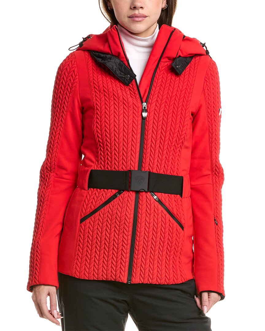 Post Card Fox Fur-trim Down Ski Jacket In Red