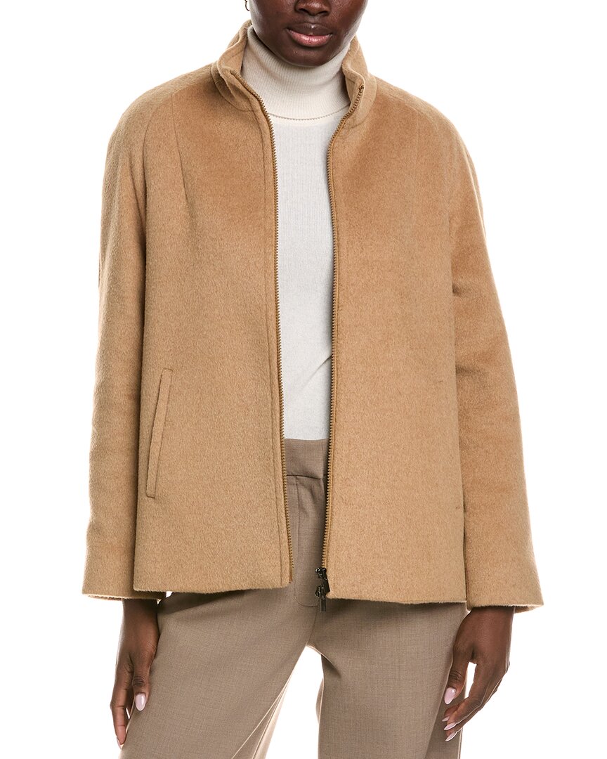 Cinzia Rocca Icons Wool-blend Short Coat In Brown