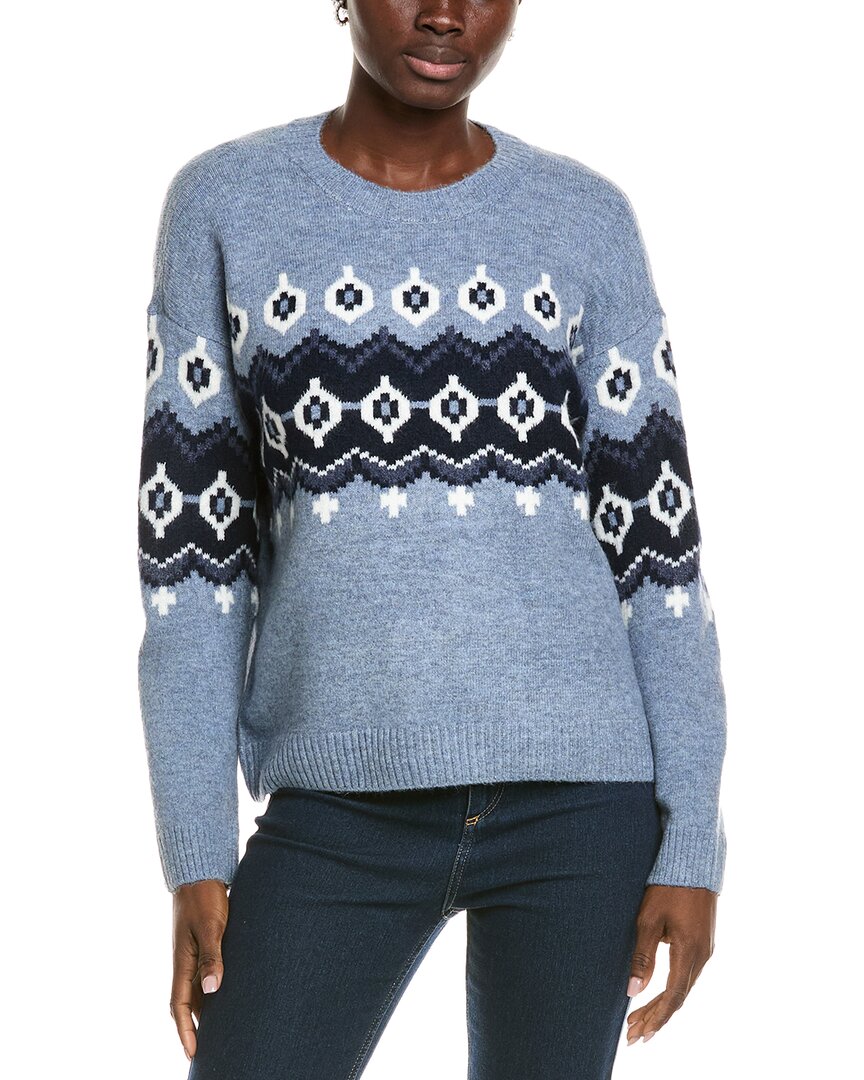 Vince Camuto Fair Isle Crewneck Sweater In Blue