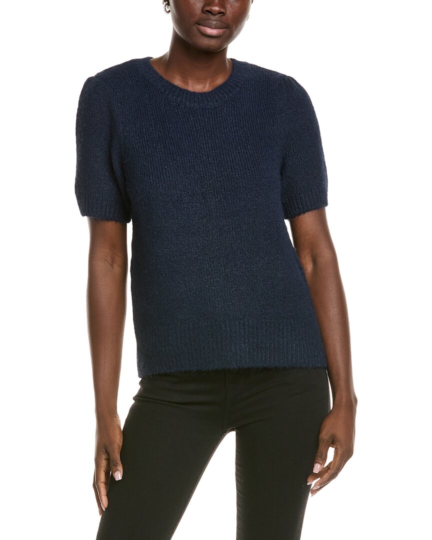 Vince Camuto Wool-bend Crewneck Sweater In Blue