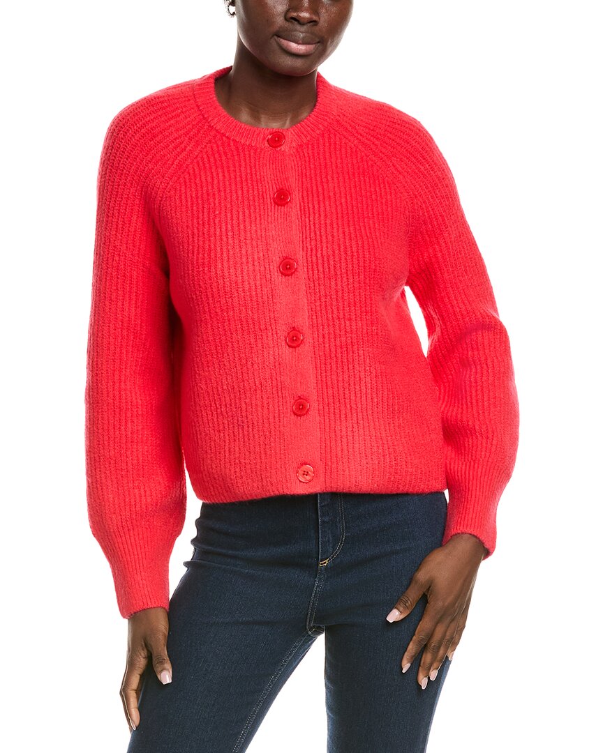 Vince Camuto Saddle Raglan Sleeve Rib Cardigan In Red