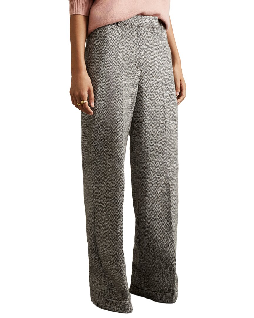 Reiss Belle Textured Wool-blend Suit Trouser In Gray