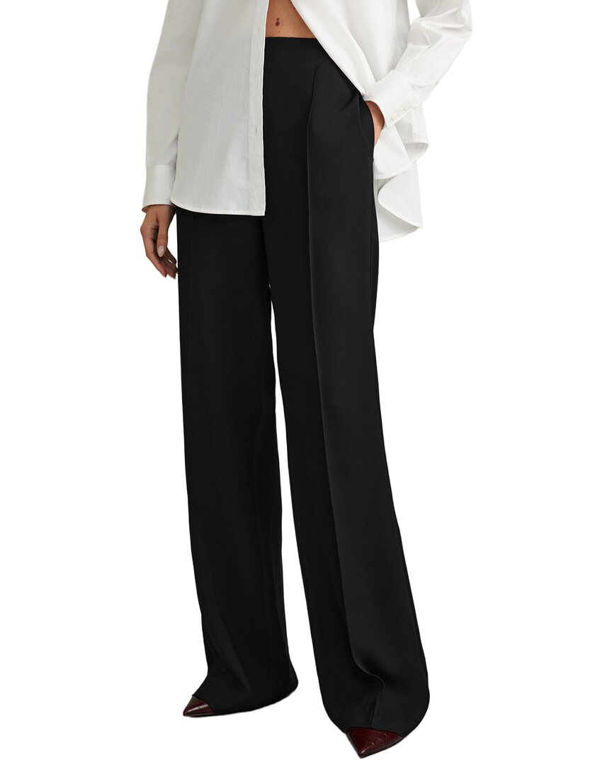 Reiss Tansey Wide Leg Fluid Trouser In Black