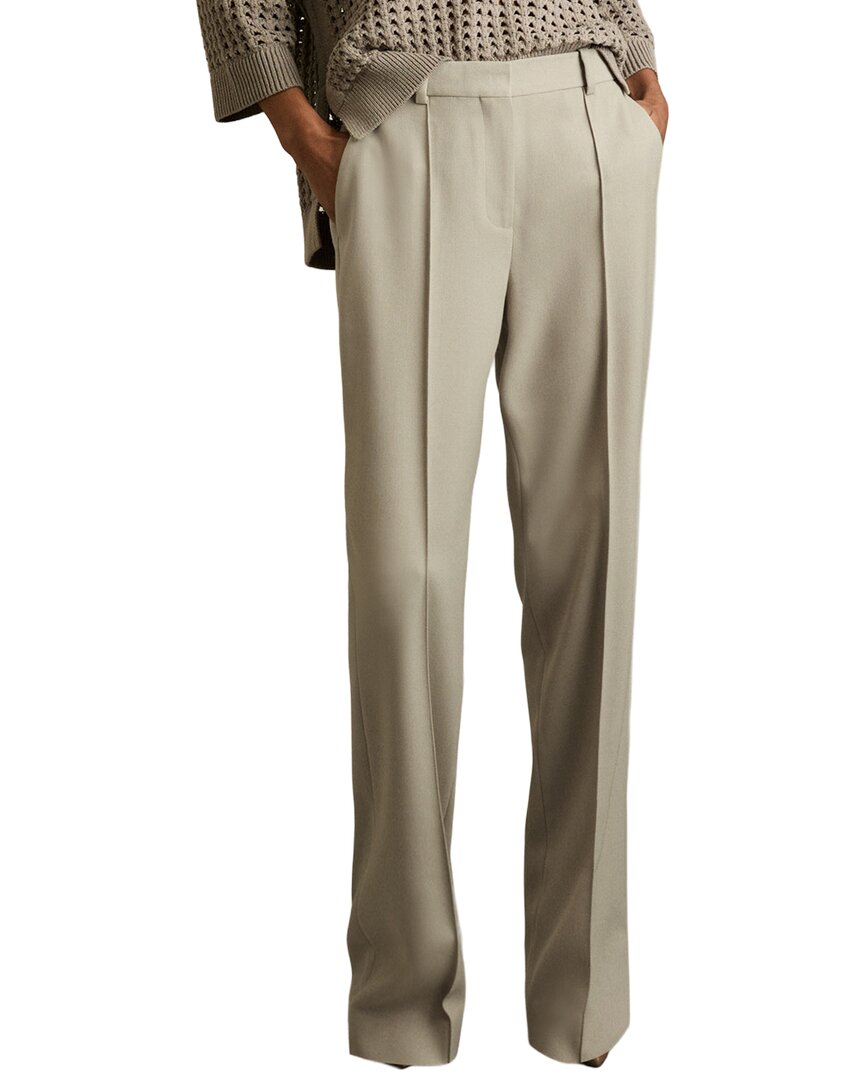 Reiss Brittany Textured Wool-blend Straight Leg Trouser In Green