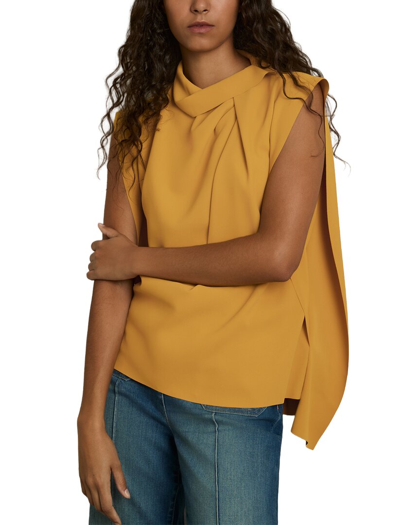 Reiss Simone Drape Neck Shell Top In Gold