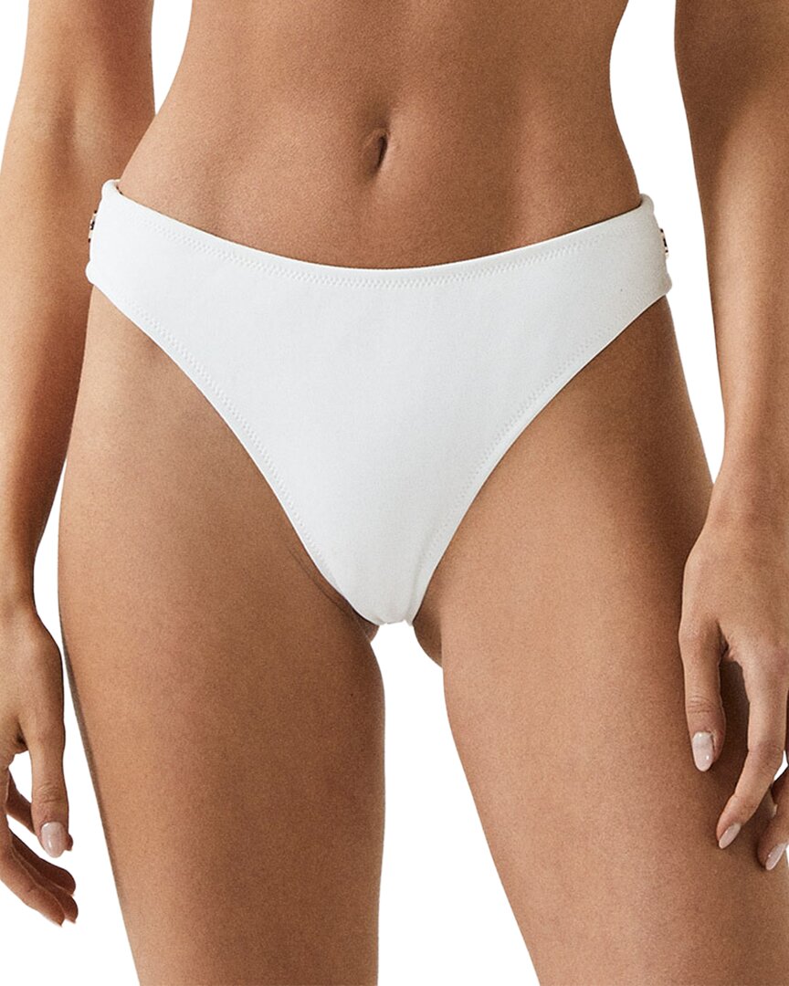 Reiss Iris Button Detail Bikini Bottom In White