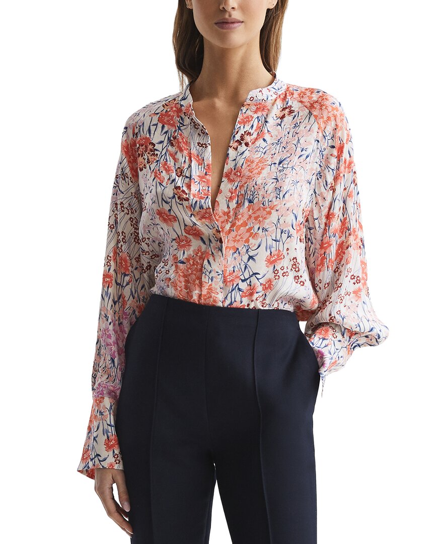 Reiss Hallie Meadow Print Tie Front In Red