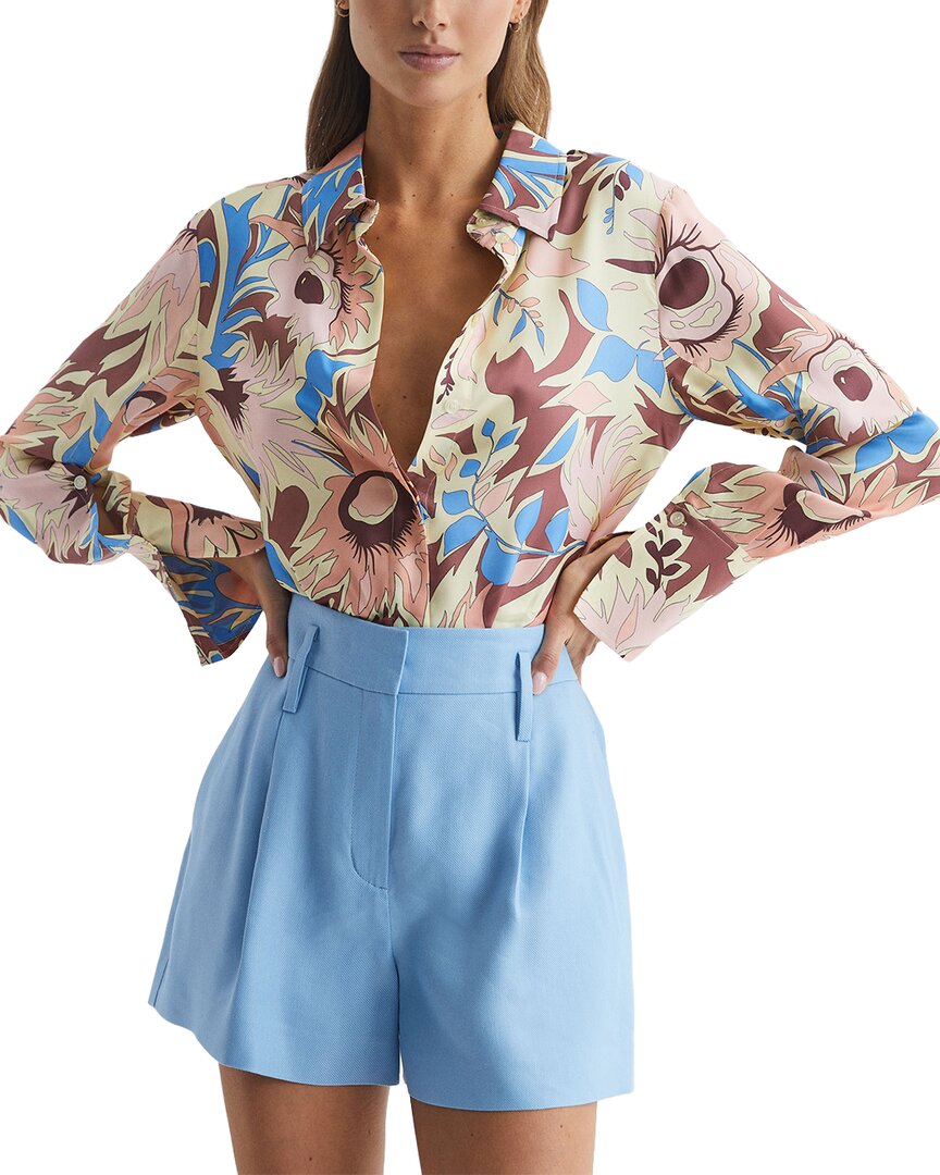 Reiss Liv Printed Shirt In Blue