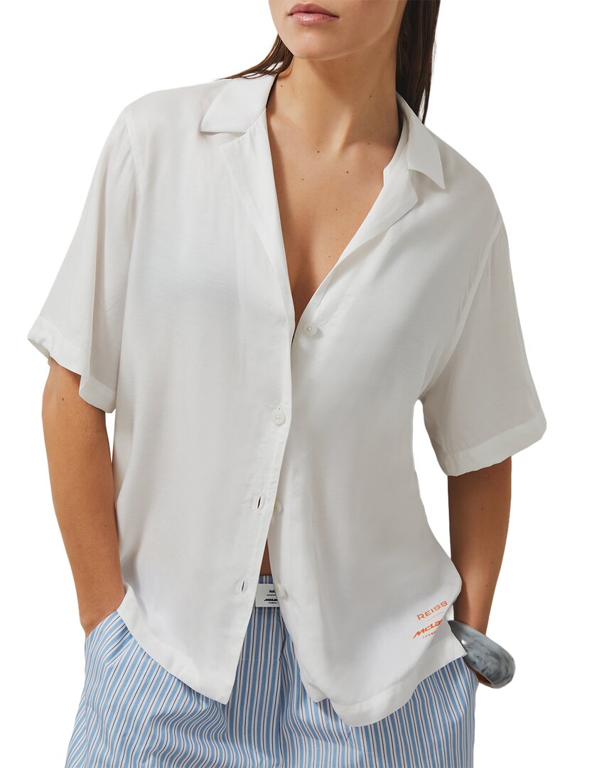 Reiss Monaco Printed Cuban Shirt In White