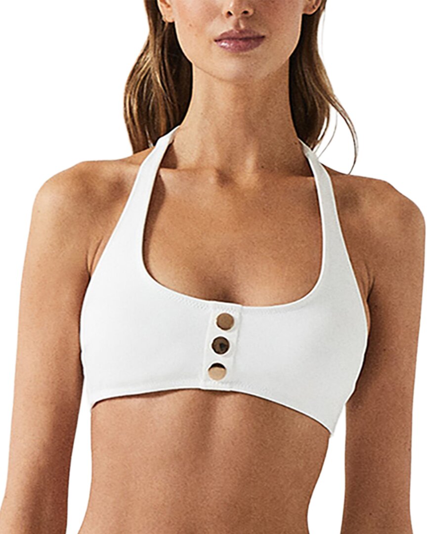 Reiss Iris Halter Neck Button Detail Top In White