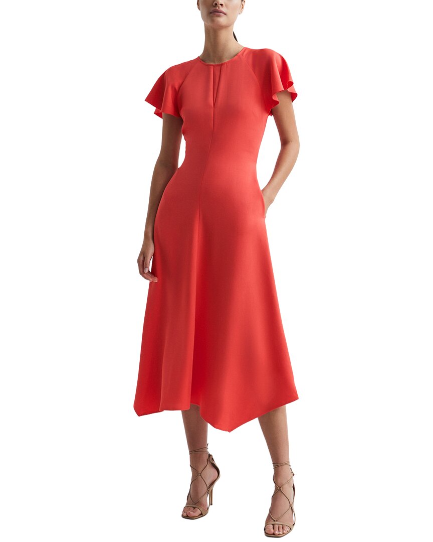 Reiss Eleni Cap Sleeve Occasion Midi Dress In Red