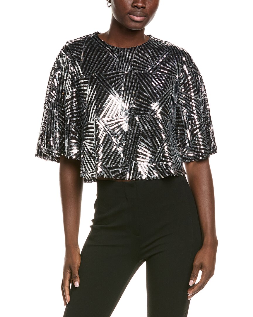 Gracia Sequin Top In Black