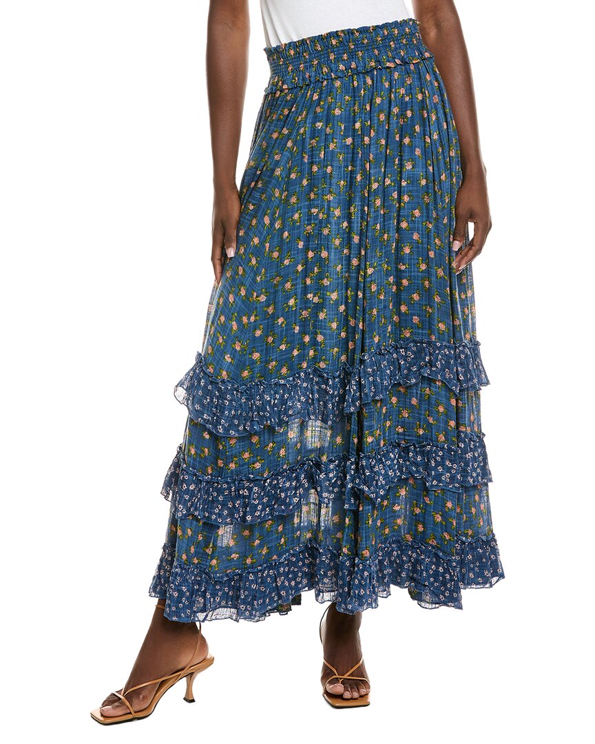 Free People Brynn Printed Maxi Skirt In Blue