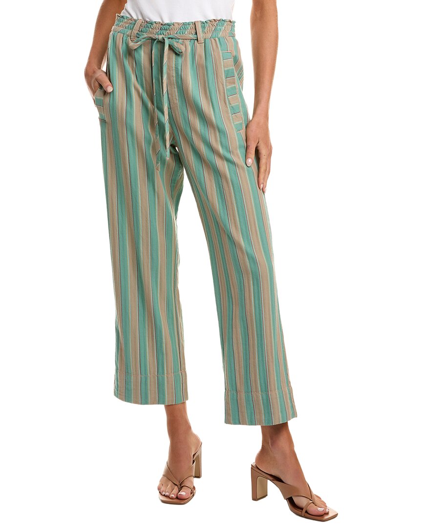 Free People Marielle Stripe Cotton Drawstring Pants In Green
