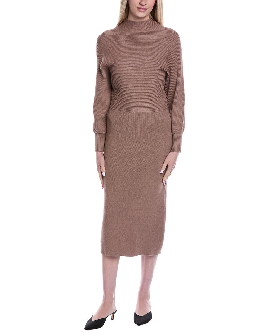 Fate Batwing Midi Sweaterdress In Brown