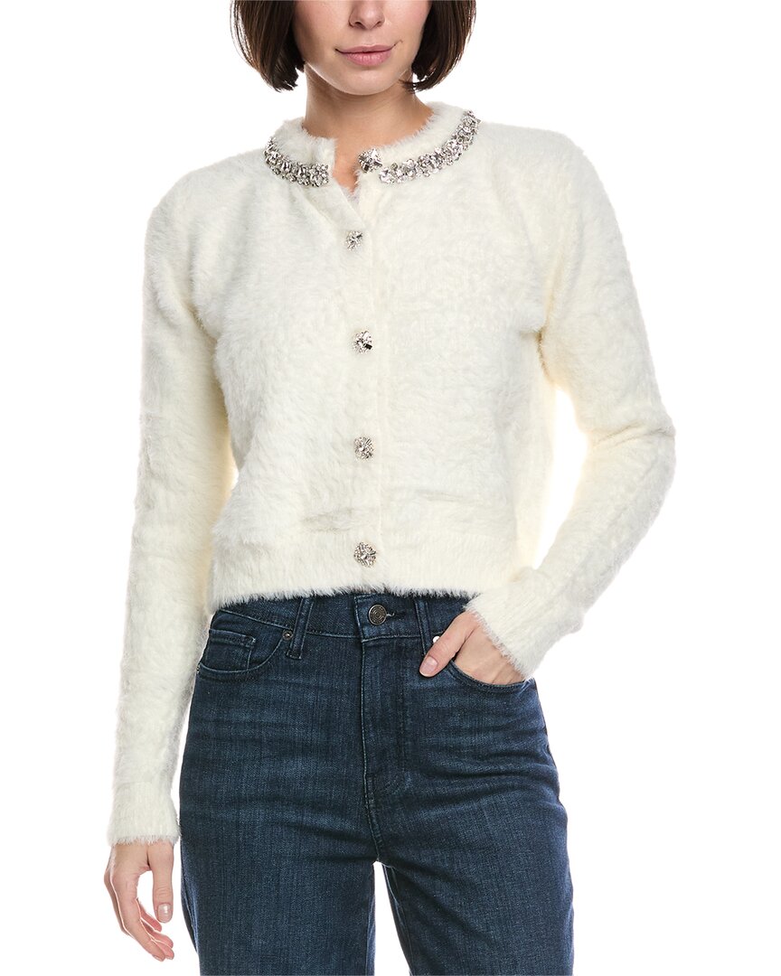 Fate Fuzzy Eyelash Cardigan In White