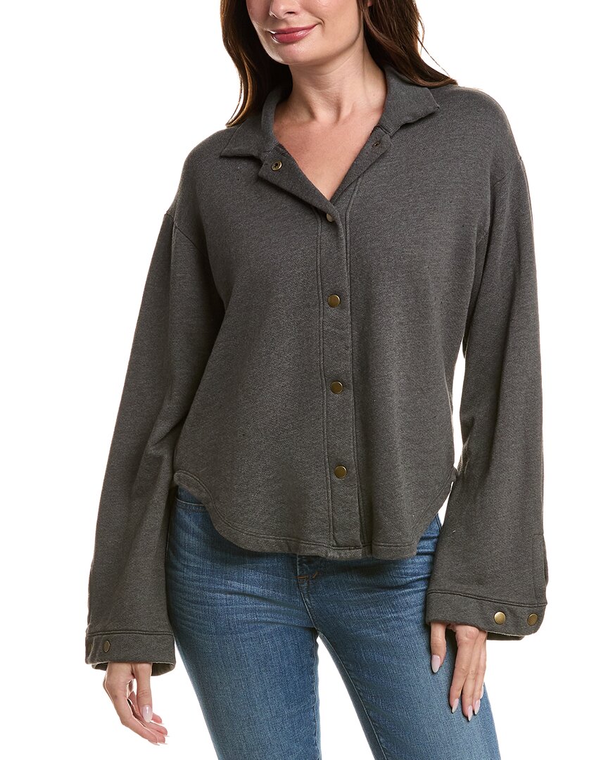 Project Social T Nydia Snap Front Collared Jacket In Black