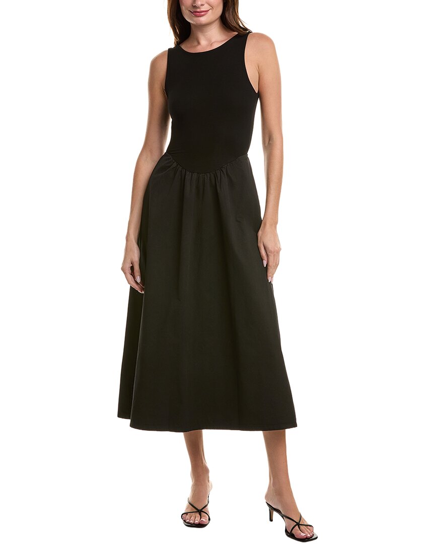 Project Social T Corinne Mixed Fabric Tank Maxi Dress In Black