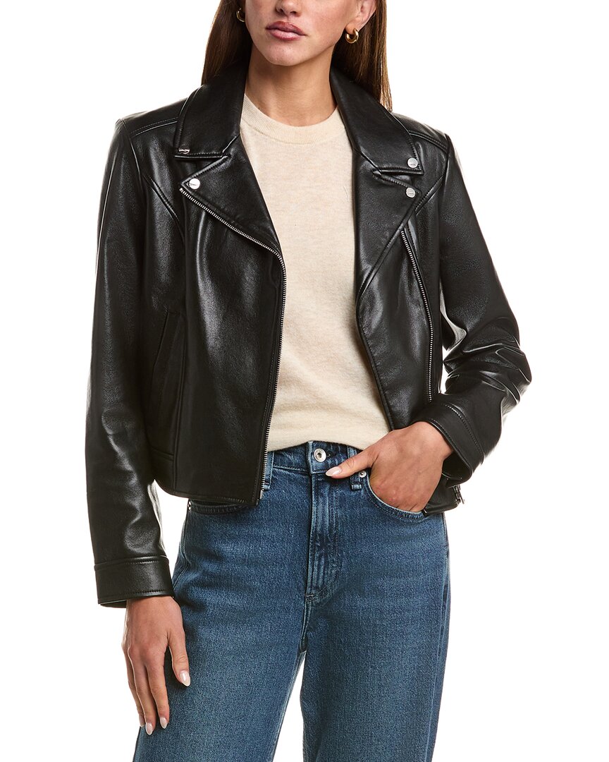 Lamarque Recycled Leather-blend Moto Jacket In Black