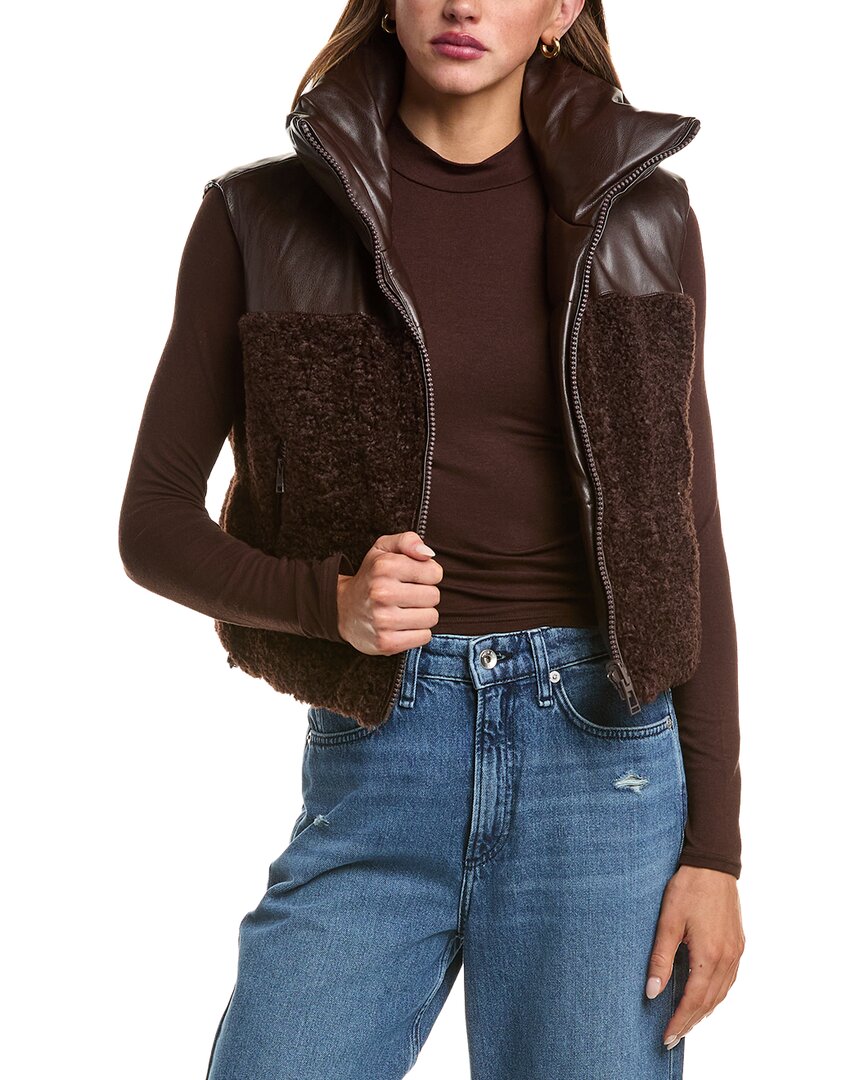 Lamarque Melicia Faux Leather Reversible Vest In Brown