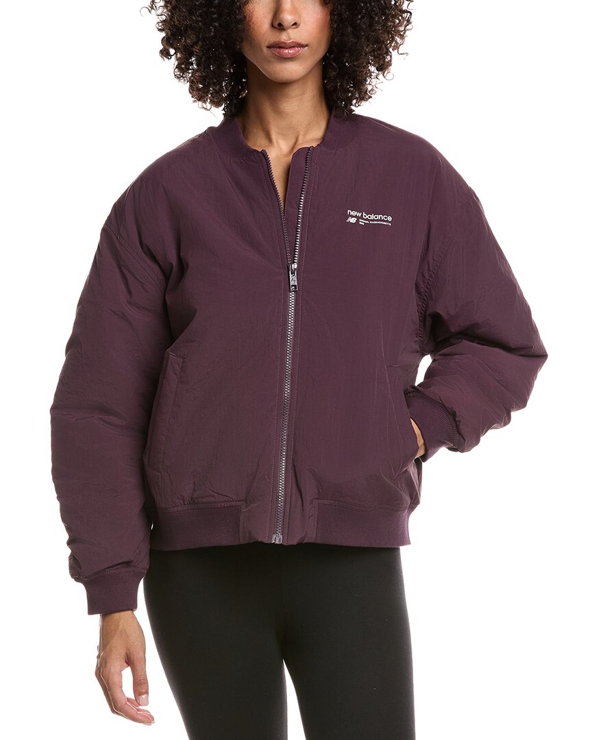 New Balance Linear Heritage Bomber Jacket In Purple