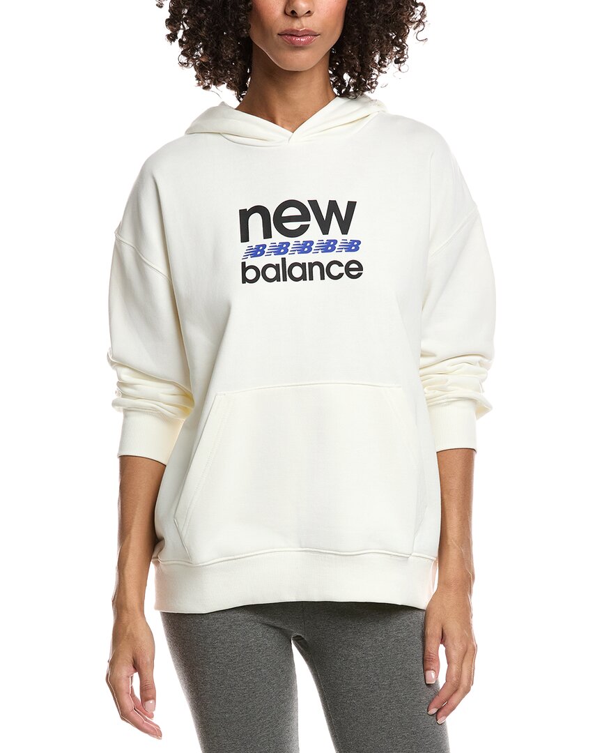 New Balance Sport Graphic French Terry Hoodie In White