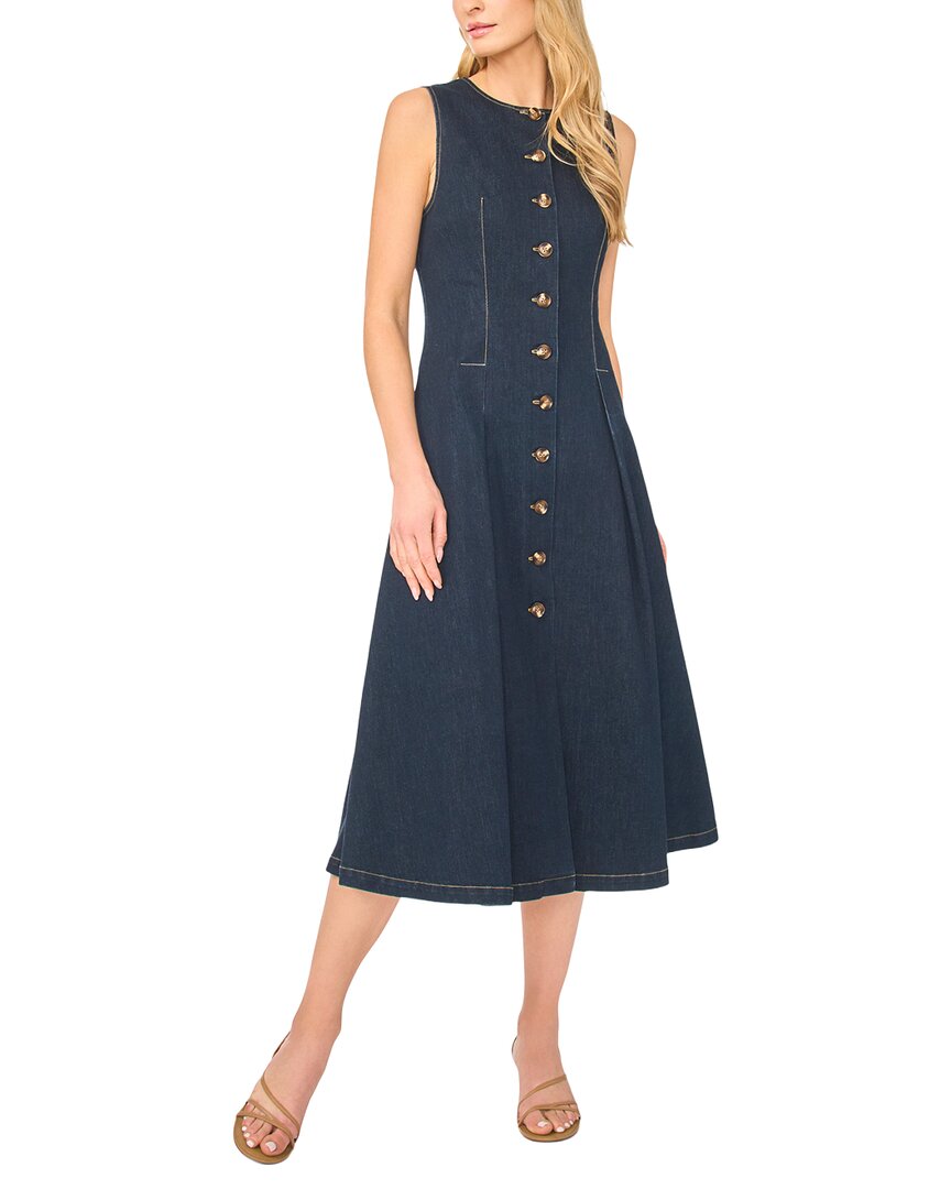 Ted Baker Mia Collarless Midi Dress In 463-estate Blue