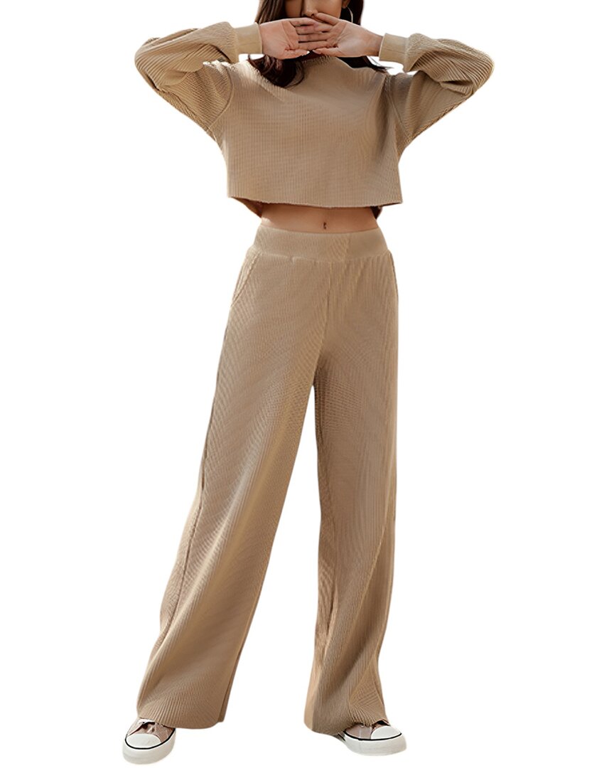 Emma Way 2pc Sweatshirt & Pant Set In Brown