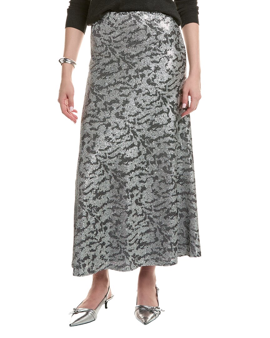 Kenneth Cole Sequin Side Zip Drama Maxi Skirt In Gray