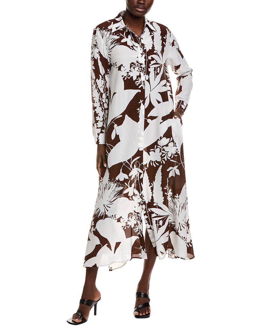 Michael Kors Collection Silk Shirtdress In Multi