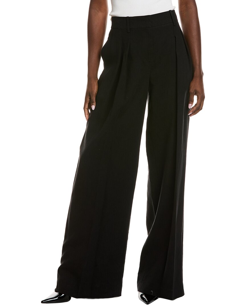 Michael Kors Collection Linen & Silk-blend Slouch Trouser In Black