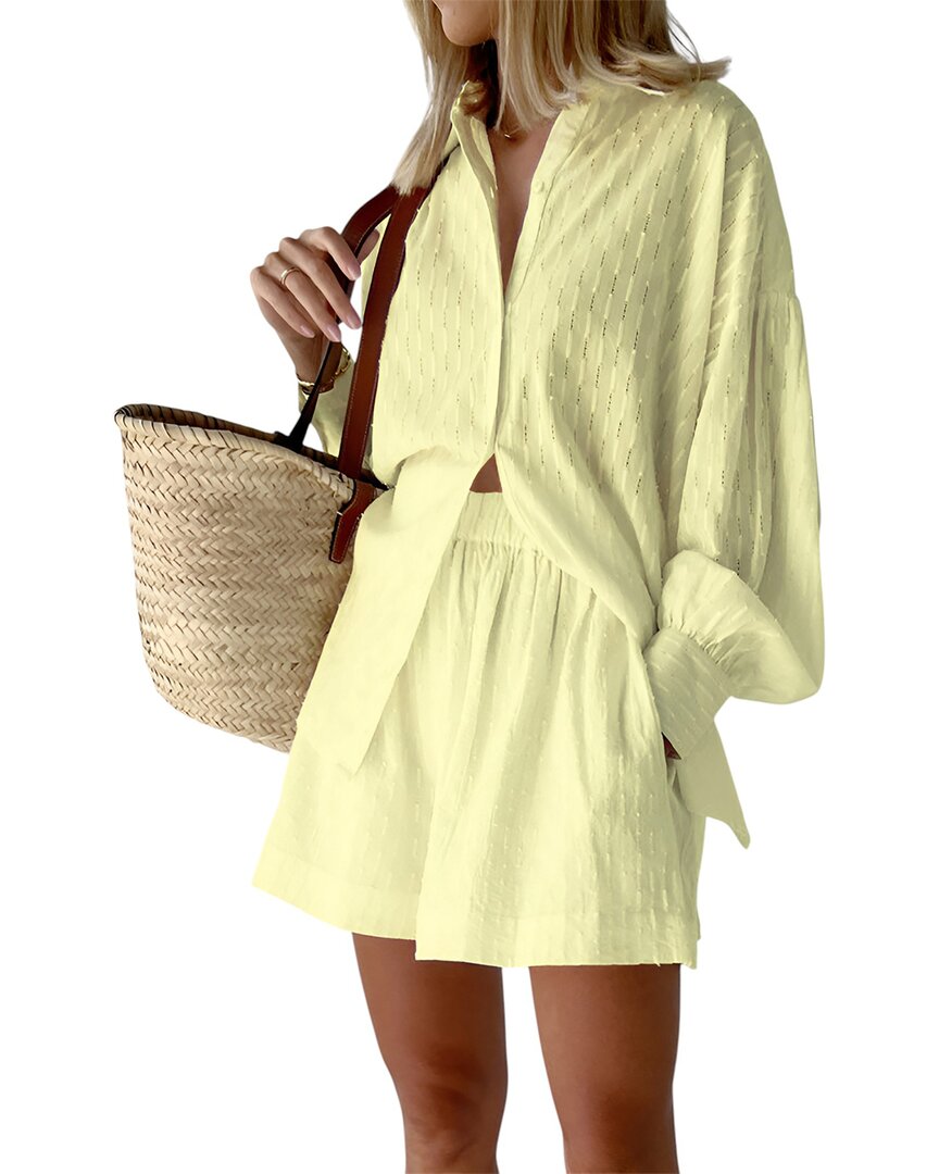 Teodora 2pc Shirt & Short Set In Yellow