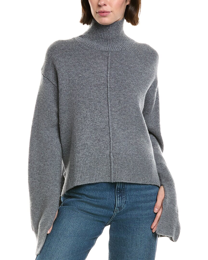 Femme Society Turtleneck Wool Sweater In Gray