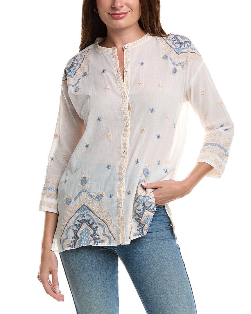 Johnny Was Slim Audrey Mandarin 3/4 Tunic In Neutral