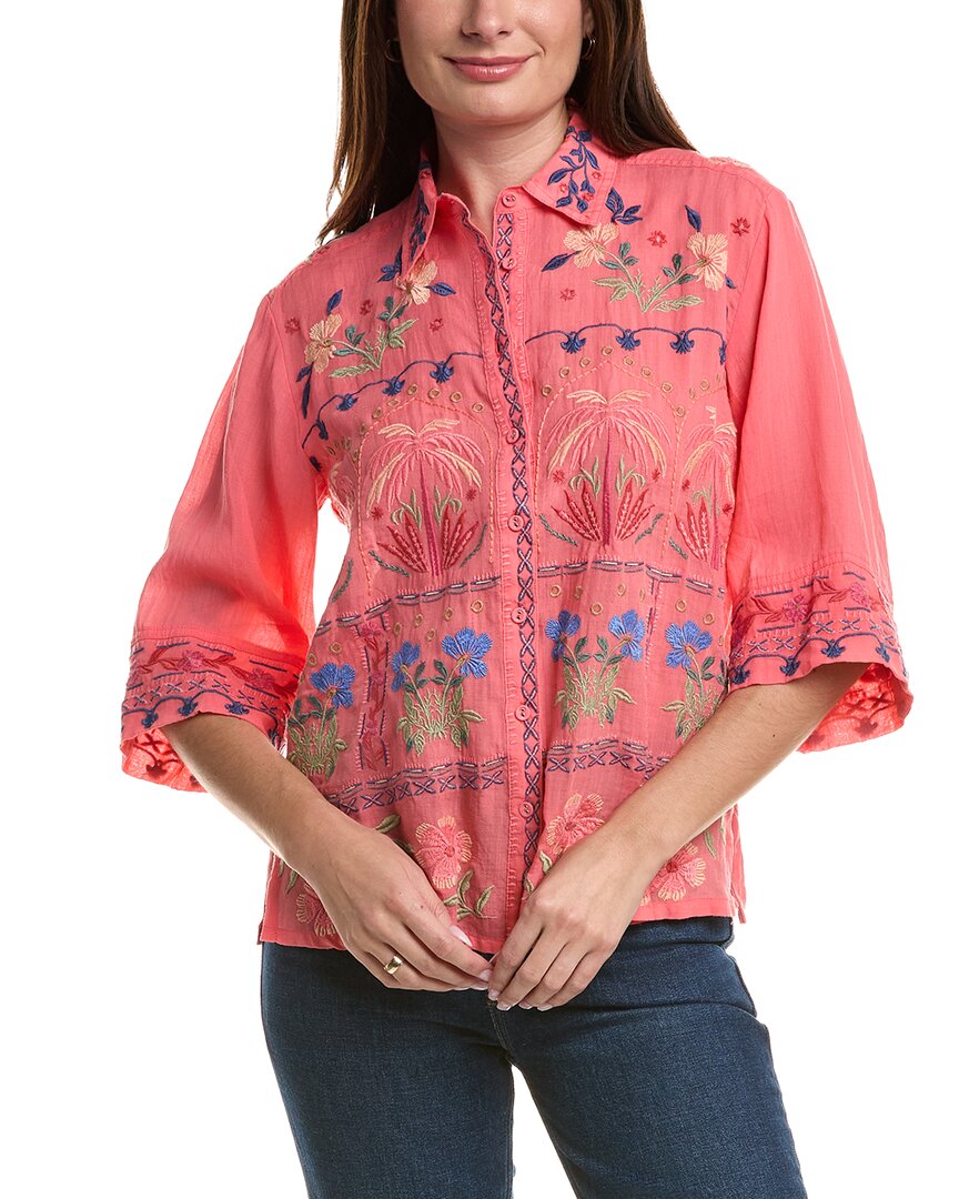 Johnny Was Kimono Sleeve Shirt In Pink