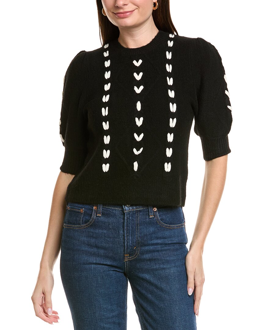 Ellen Tracy Braided Sweater In Black