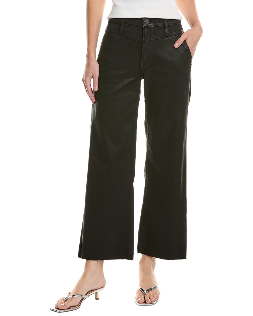 Hudson Jeans Rosie High-rise Front Yoke Coated Black Beauty Wide Leg Ankle Jean In Black