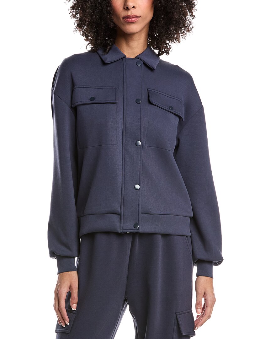 Ariella Ponte Full Snap Zipper Sweatshirt In Blue
