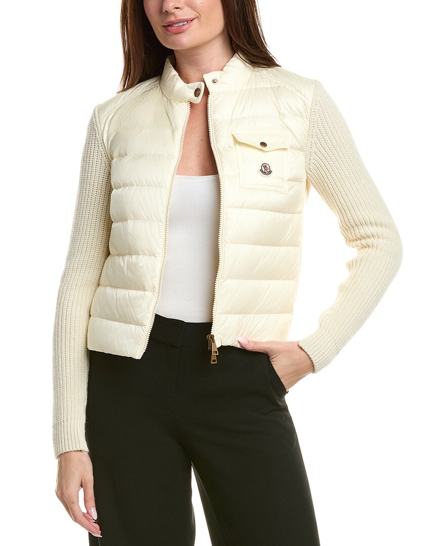 Moncler Wool & Cashmere-blend Sweater Jacket In Yellow