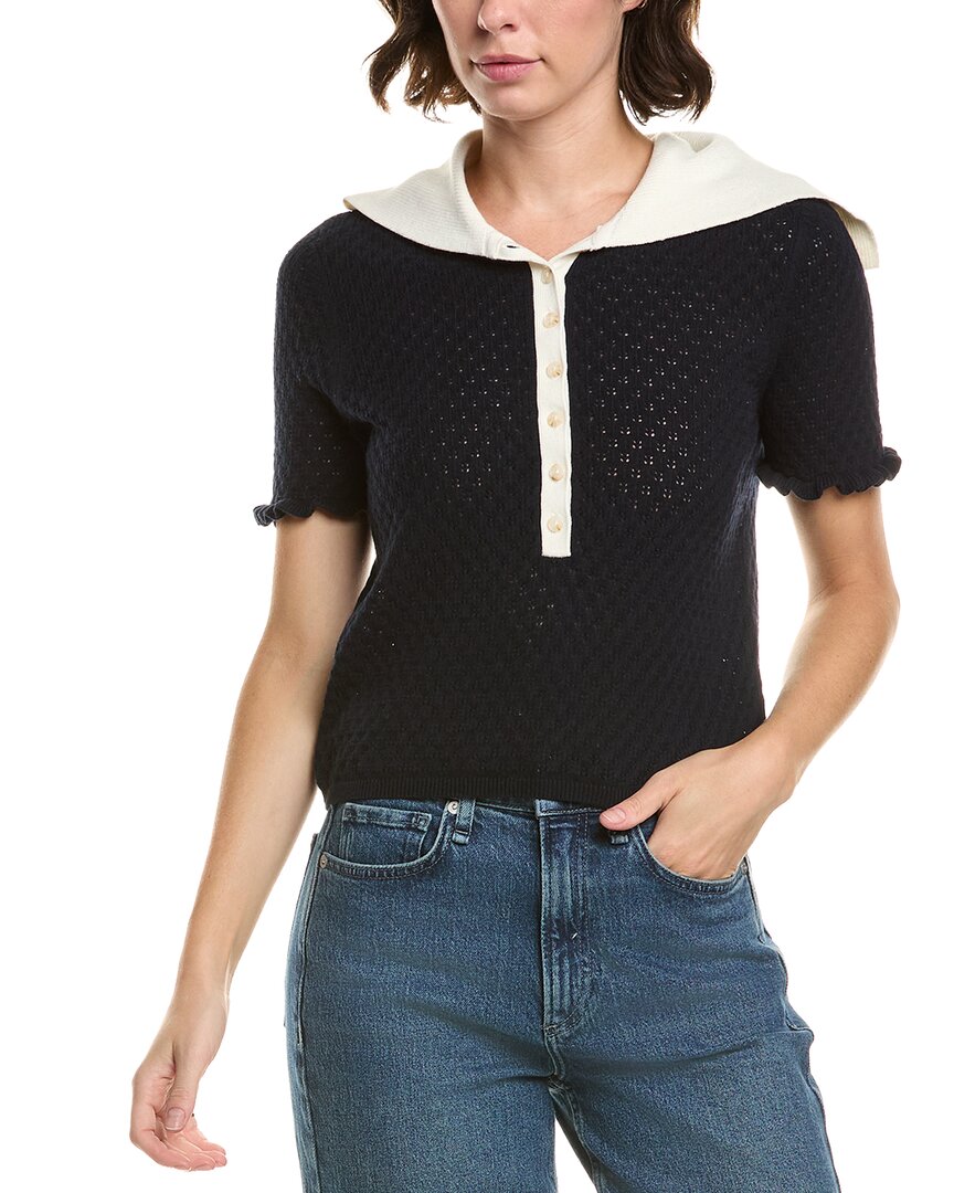 Design History Cashmere-blend Polo Sweater In Blue