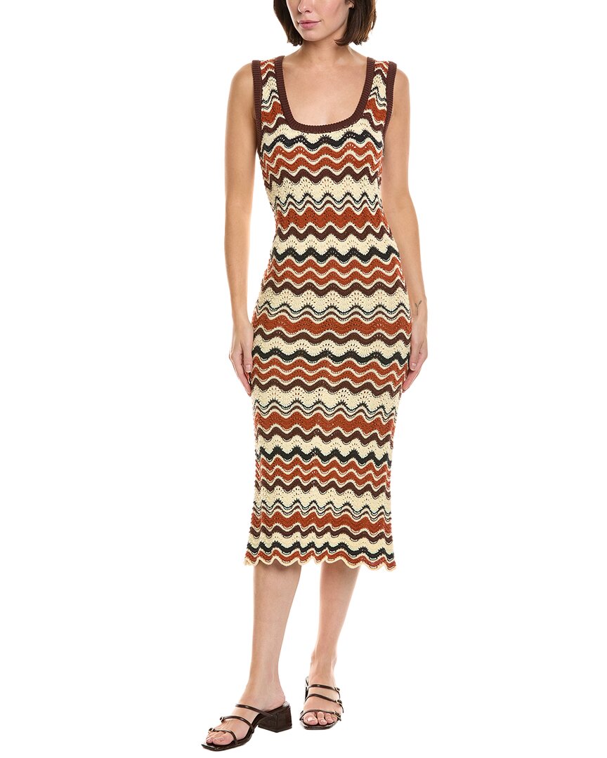 Mother Crochet Midi Dress In Brown
