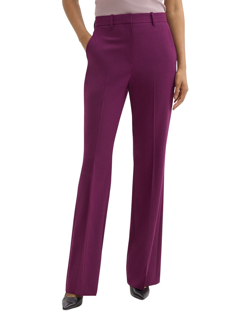 Theory Wool-blend High Waisted Demitria Pant In Purple