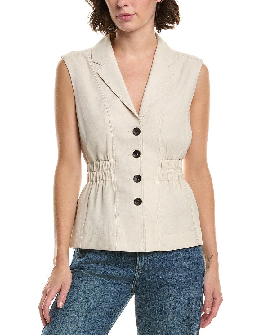 Elan Linen-blend Vest In Neutral