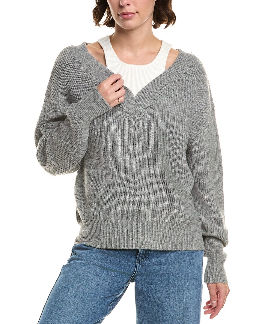 Elan Off-the-shoulder Wool-blend Sweater In Gray