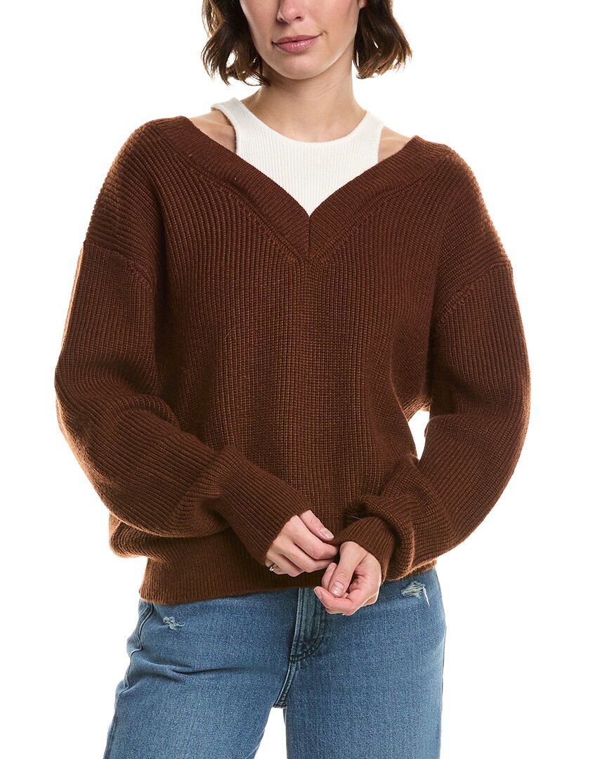 Elan Off-the-shoulder Wool-blend Sweater In Brown
