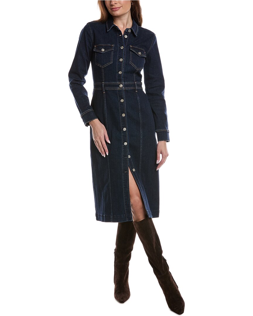 7 For All Mankind Fitted Denim Midi Dress In Blue