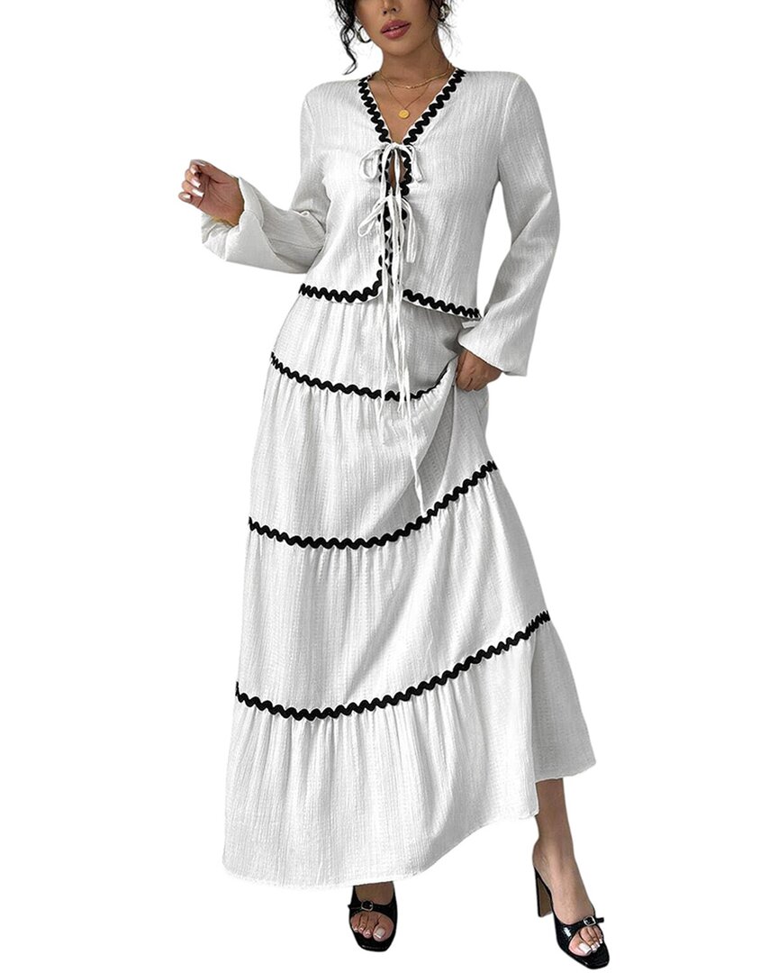 Kayla Paris 2pc Blouse & Skirt Set In White
